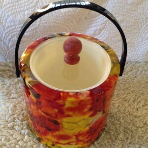 VTG MCM Bucket Brigade by Morgan Designs, Ice Bucket, Lucite Lid, Orig. Label